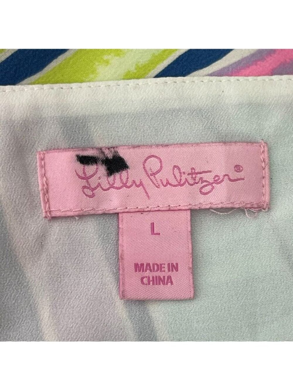 Lilly Pulitzer Zanna Silk Dress SIze L Indigo Sea Dreamin Ruffle Mini 25102 - Picture 6 of 8